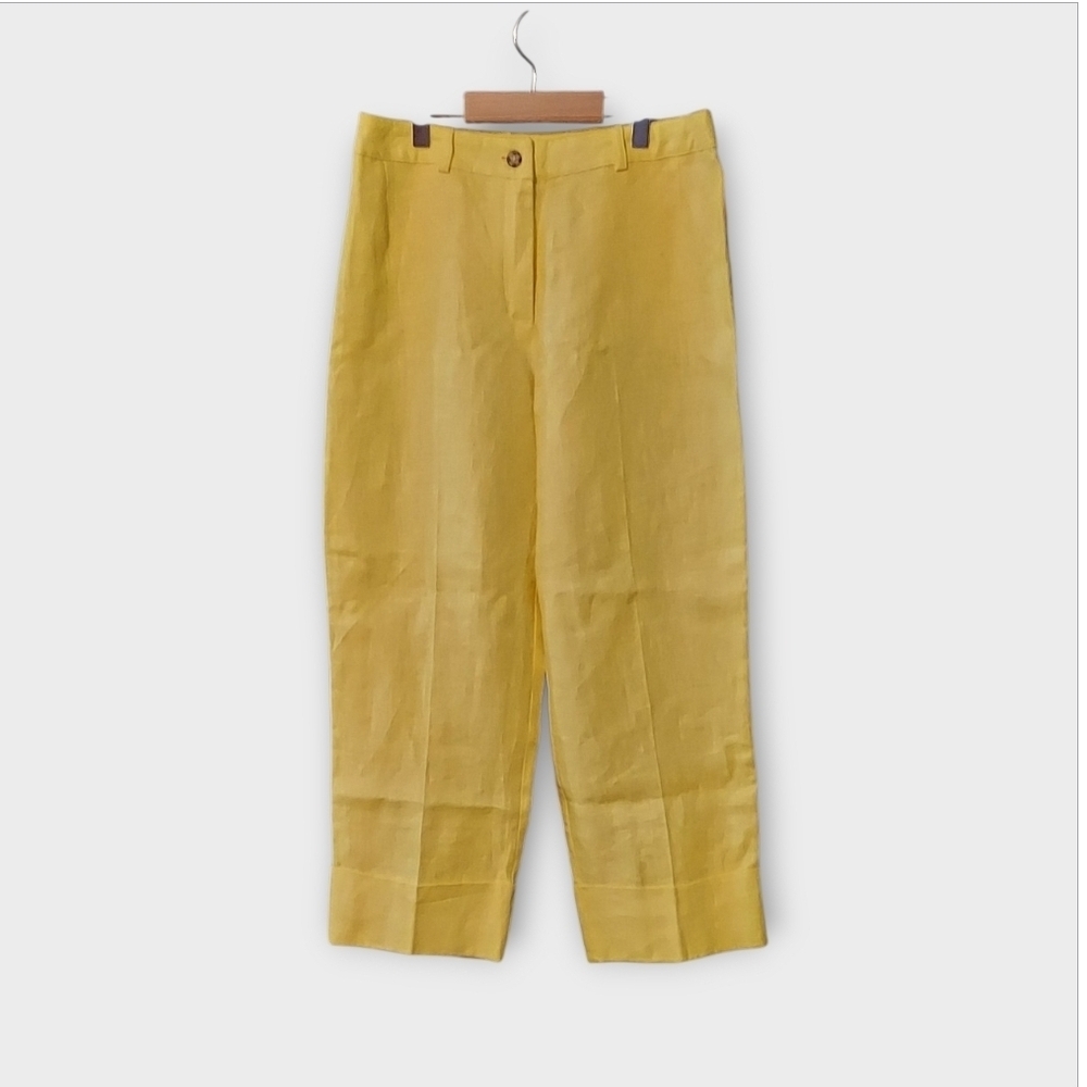 NWT Vintage Harve Benard Yellow Linen Cropped Pants ~sz 6